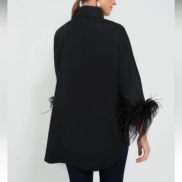 Tuckernuck Black Feather Trim Blouse - Picture 4 of 9